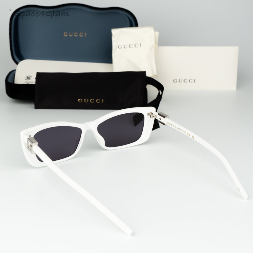 Gucci Women Sunglasses White Grey Cat Eye Gg1681s 006 Brand New